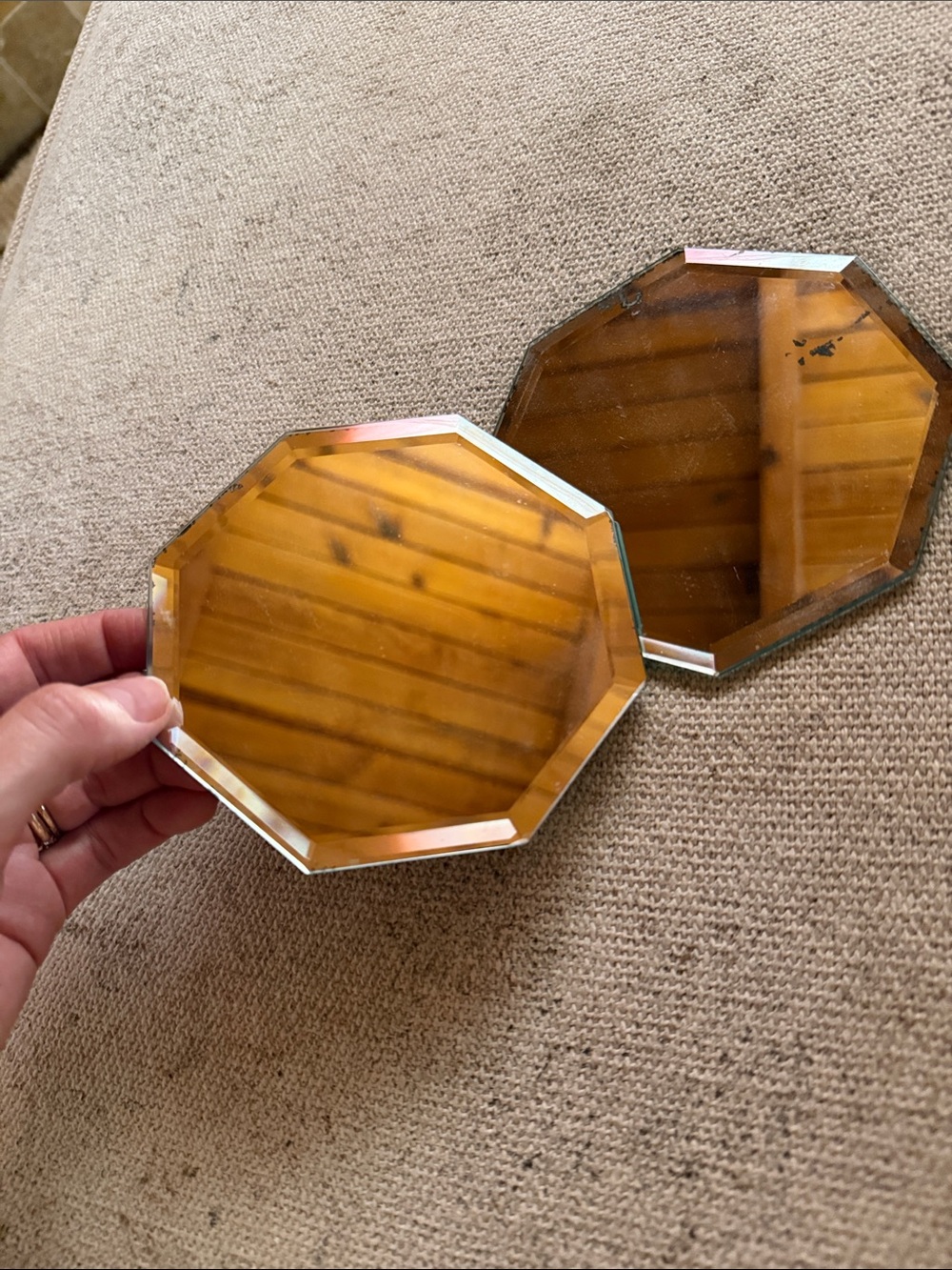 Set of 2 mirror candle holders